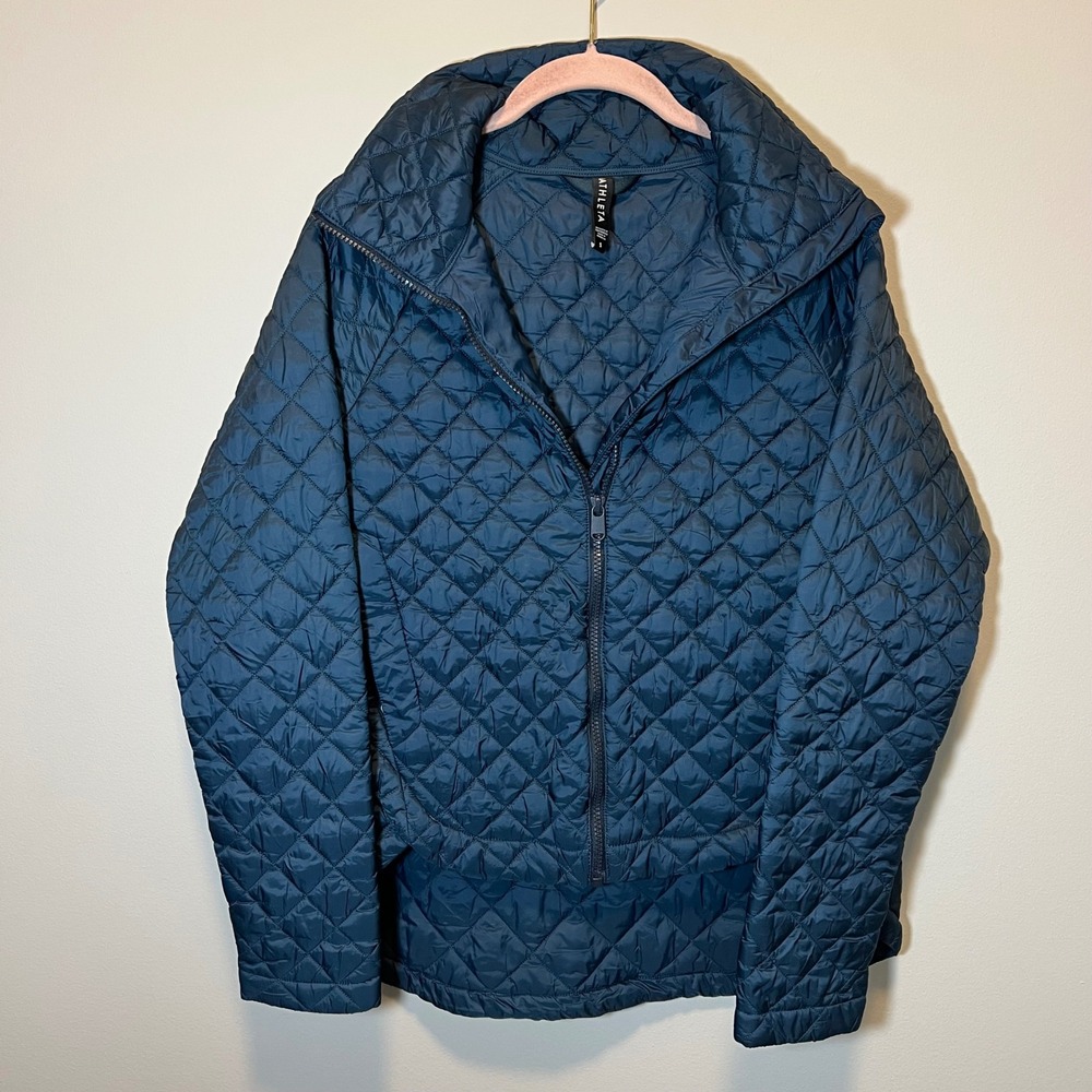 Athleta Whisper Featherless Jacket Teal Blue Quilted Puffer Coat Small